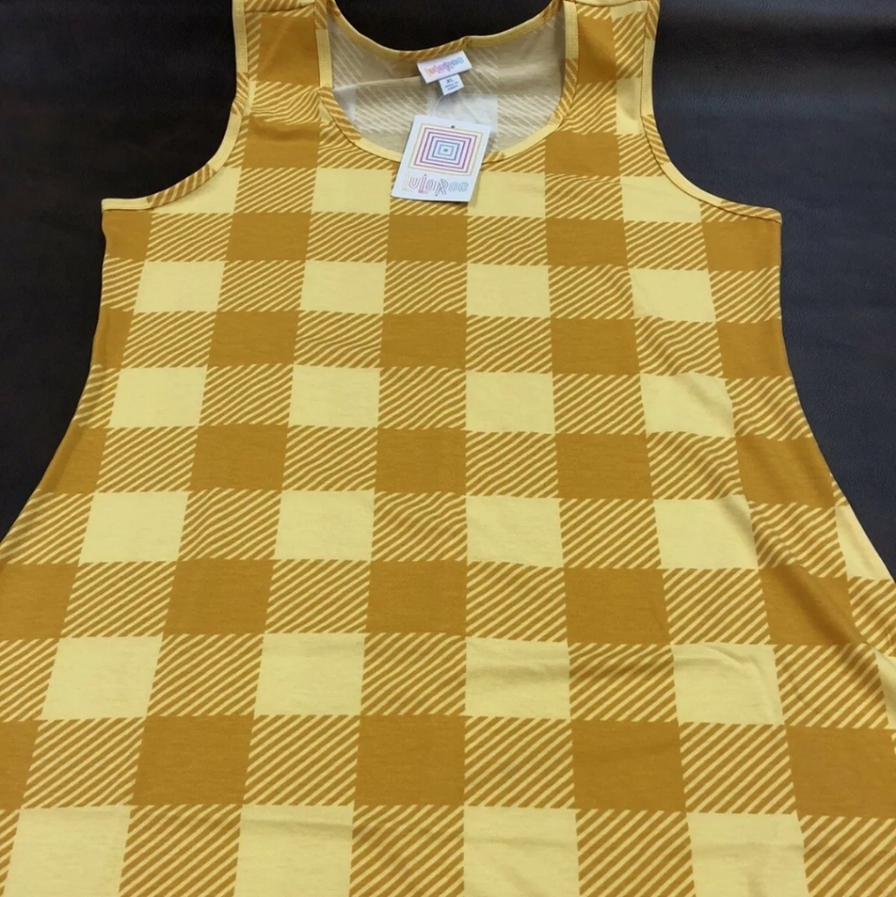 LulaRoe Dani Plaid Yellow Maxi Dress Large